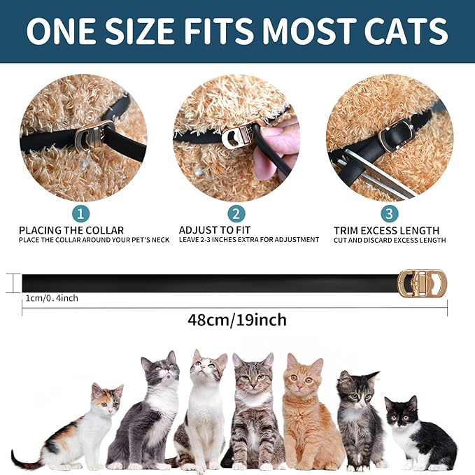 Flea Collar for Cats 4 Pack, 32 Months Flea and Tick Prevention for Cats Collar, Waterproof Cat Flea Collar, Natural Cat Flea and Tick Treatment Collar, Adjustable Flea Collar for Cat Kitten, Black