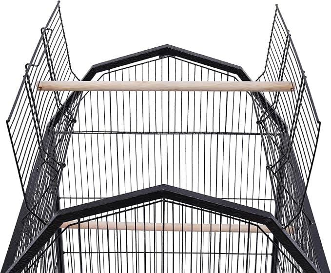 Parakeet Bird Cage with Stand, 39.9-Inch Large Bird Cages with 4 Universal Wheels and 2 Feeding Cups, Finch Bird Pet Bird Flight Cages, 360° Full Hollow Bird Cage for Cockatiel Conure Macaw Budgie