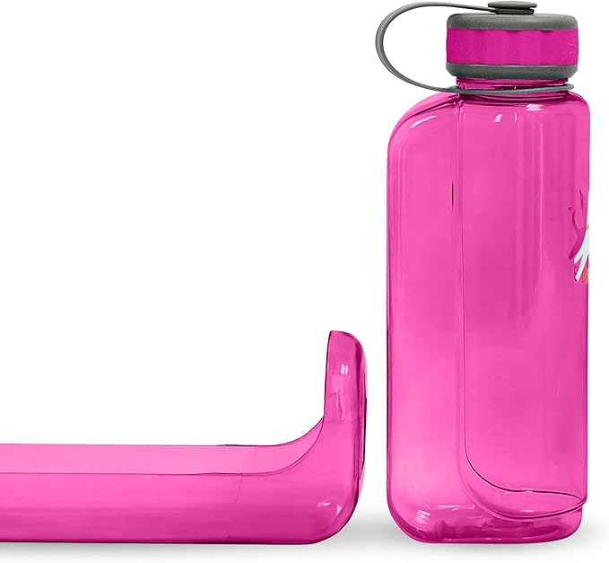 OllyDog OllyBottle | Tritan Dog Water Bottle with Detachable Bowl | BPA Free Leakproof Pet Dispenser | Hiking Travel (1L, Hot Pink)