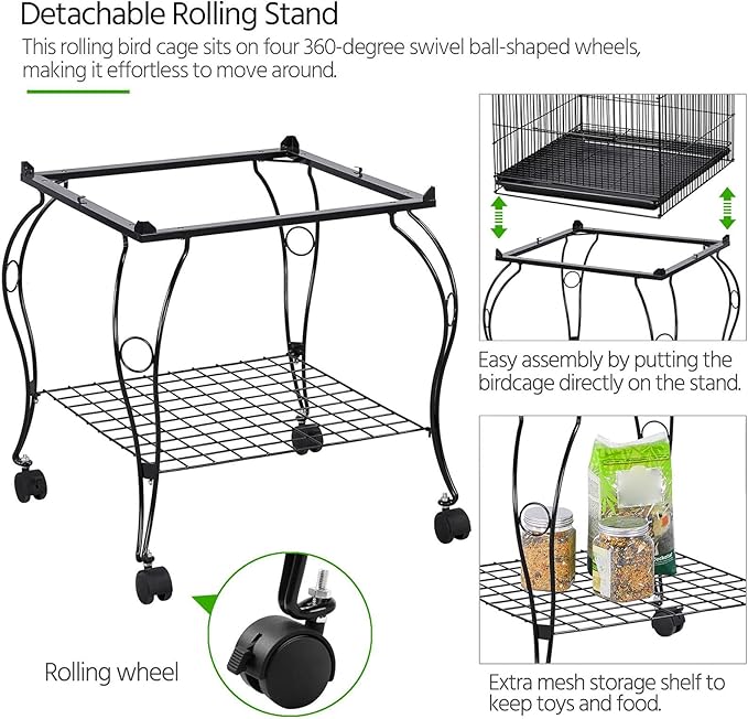 Yaheetech 59-inch Dome Open Top Large Medium Parrot Bird Cage On Stand for Sun Parakeets Conures Quaker Parrot Rolling Cockatiel Bird Cage
