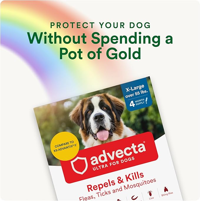 Advecta Ultra Flea and Tick Prevention for Dogs - Extra Large Dog Flea and Tick Treatment & Control - Mosquito Repellent - Fast Acting Waterproof Topical Drops, 2 Month Supply
