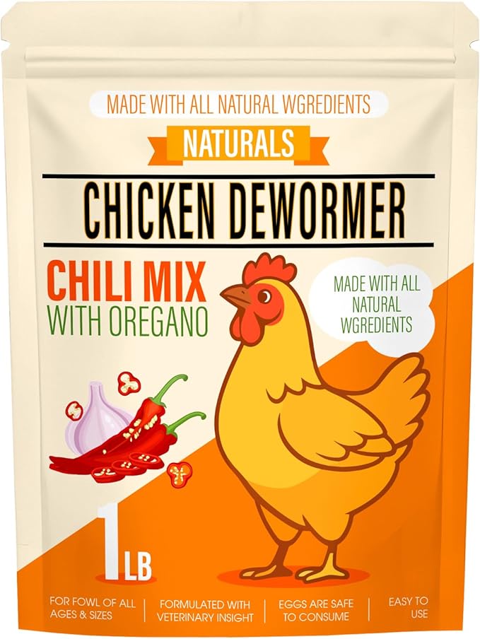Naturals Chicken Dewormer Powder - Natural Herbal with Chili and Garlic, All-Natural Formula for Hens and Birds Duck Goose, Safe for Eggs,1LB Pouch (1)