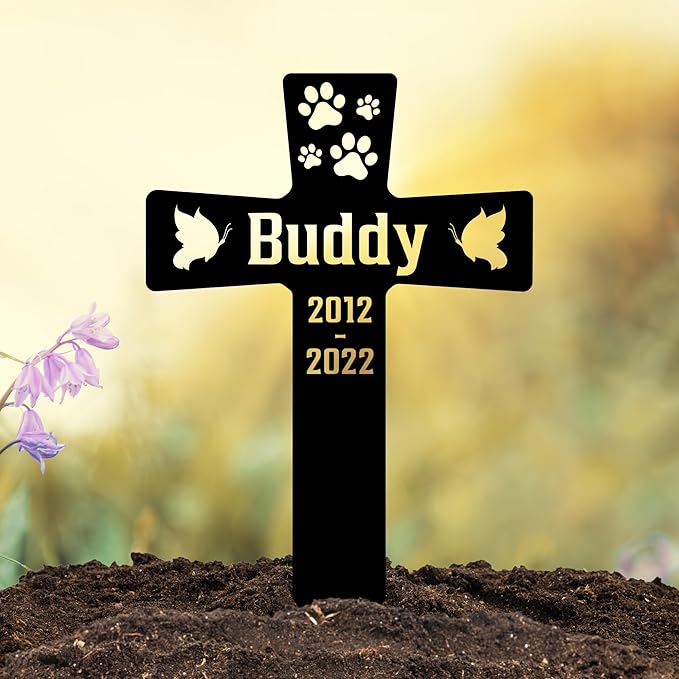 Custom Cat Grave Markers Outdoor | Personalized Pet Grave Markers| Memorial Headstone for Cat with Photo | Thoughtful Remembrance Decor for Pets Graves (M - Nes-gm-101)