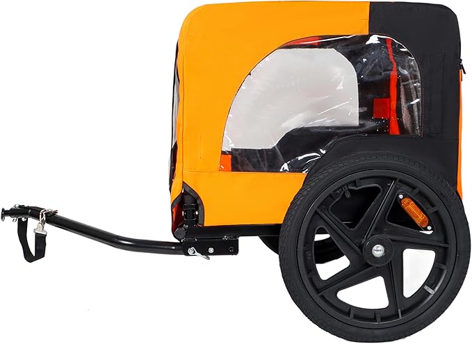 Heavy-Duty Dog Bike Trailer & Collapsible Pet Carrier for Bike with 16-Inch All-Terrain Wheels, Universal Hitch, Safety Flag & Weather-Resistant Design for Outdoor Adventures