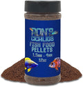 RON'S CICHLIDS Adult African Cichlid Fish Food Pellets – USA Made Slow Sinking Cichlid Pellets & Sticks Feed, Low Fillers, Ideal for Cichlid Food, Koi, Goldfish, Pleco, Oscar & Tropical Fish, 12 OZ