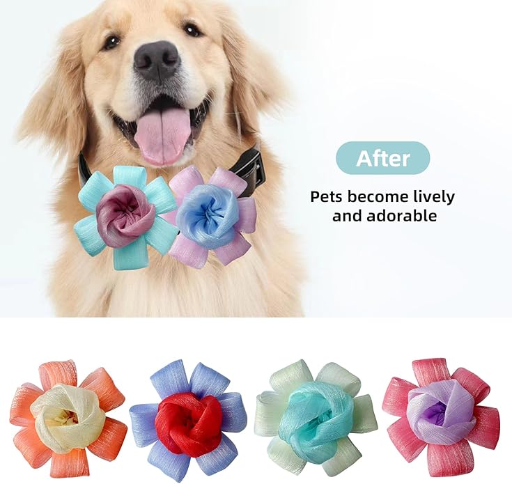 6Pcs Dog Collar Accessories, Floral Charms Decorations for Cats and Dogs