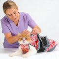 Cinf Cat Nail Clipping Cleaning Grooming Restraint Bag No Scratching Biting for Bathing Nail Trimming Injecting Examining(Flower,M)