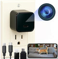 ALPHA TECH Indoor Camera with 160° Wide Angle, Plug in Offline Camera, No WiFi or App, Local SD Storage for Home Use