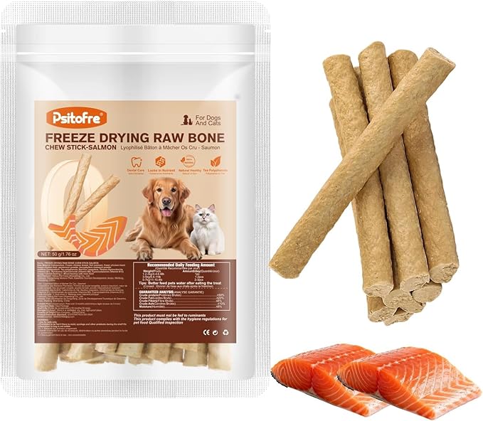 Freezed Dried Cat Teething Sticks, Cat Chew Stick for Dental Care, 1.78 oz Salmon and Chicken Flavour Cats Treats, Feline Freshens Breath Snacks