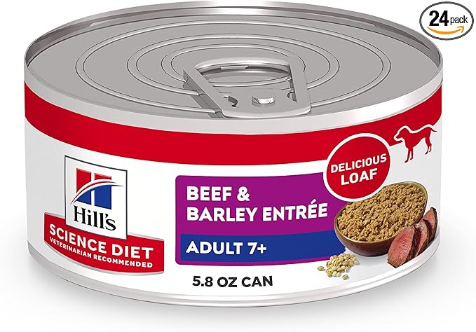 Hill's Science Diet Adult 7+ Wet Dog Food, Beef & Barley, 5.8 oz. Cans, 24-Pack