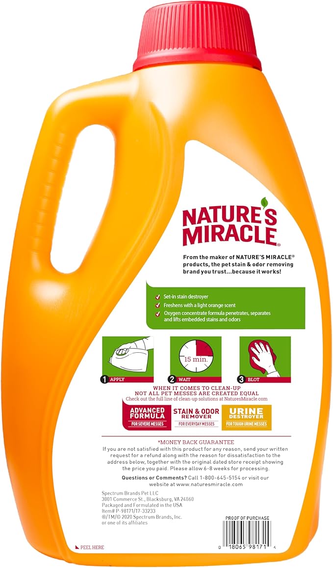 Nature’s Miracle Set-In Stain Destroyer Dog 1 Gallon, Oxy Formula With Orange Scent, 128 Ounces