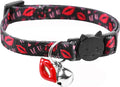 BoomBone Valentines Day Cat Collar Breakaway with Bell and Lip Charm,Puppy Collars for Small Dogs