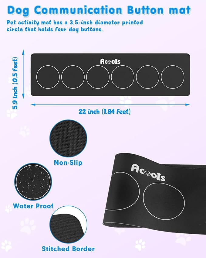 6 Piece Dog Talk Buttons, Dog Buttons for Communication with Non-Slip Mat, 30s Recordable Voice Commands To Train Pet, Dog Talking Buttons Starter Set with 48 Scene Stickers Suitable for Easy Training