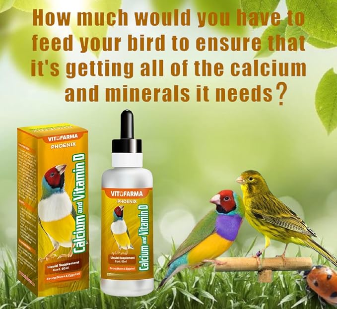 Nutritional Calcium Supplement for Birds + Vitamin D3 - Bird Health Liquid Supplement 60 ml