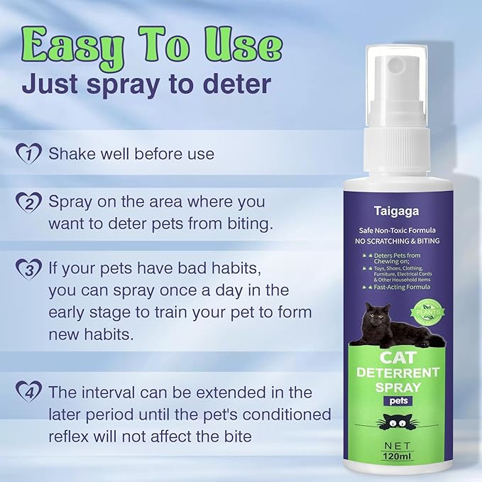 Cat Deterrent Spray, Cat Repellent Spray, 5.07 Fl Oz No Chew Spray for Dogs & Cats