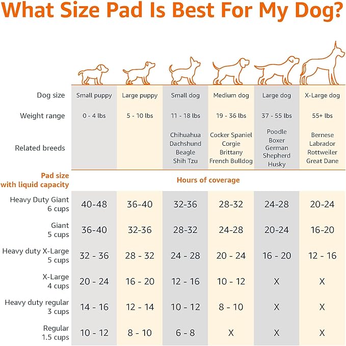 Amazon Basics Leak-Proof Dog and Puppy Potty Training Pee Pads with Quick-Dry 5-Layer Super Absorbent Design for Housebreaking, Regular Size 22x22", Blue & White, 150 Count