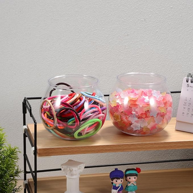 2pcs Clear Plastic Fish Bowl Tanks Round Fish Tanks for Goldfish Decorative Vases for Centerpieces Compact Desktop Aquarium for Hydroponics and Floral Arrangements