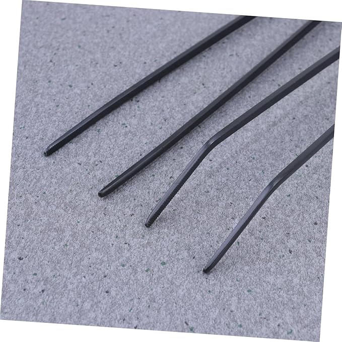 FRCOLOR 6pcs Aquatic Plant Tweezers Lengthened Stainless Steel Tongs for Fish Tank Plants Black Straight Curved Tweezers Resistant Tools for Precise Planting