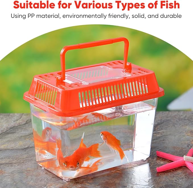 Mini Plastic Fish Tank with Handle and Lid Small Portable Aquarium for Fish Goldfish and Tiny Aquatic Pets Easy to Clean Transparent Tank
