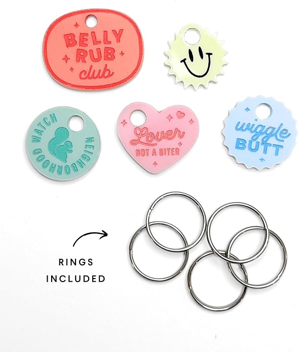 Pet Collar Charms 5-Pack – Stylish Dog & Cat Accessories, Durable and Lightweight Charms for Pet Collars, Easy to Attach, for Pet Lovers