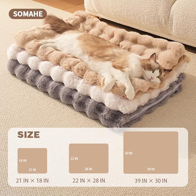 Self-Warming Cat Blanket, Dual-Side Plush Sherpa Throw with Anti-Static, Snuggle Mat for Kittens & Cats, Cozy Bed Topper for Windowsills & Couches, Machine Washable & Dryable, 21x18 Inch Coffee