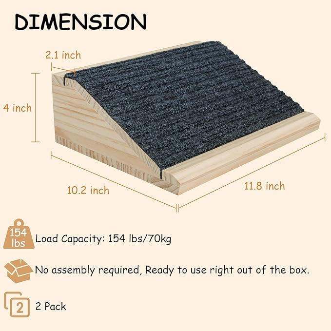 Dog Ramp for Stairs, Non-Slip Dog Stairs, Low-Angled Pet Ramps for Small Dogs and Cats, Medium Dogs, Step and Stair Assist for Injured and Older Pets, 2 Pack