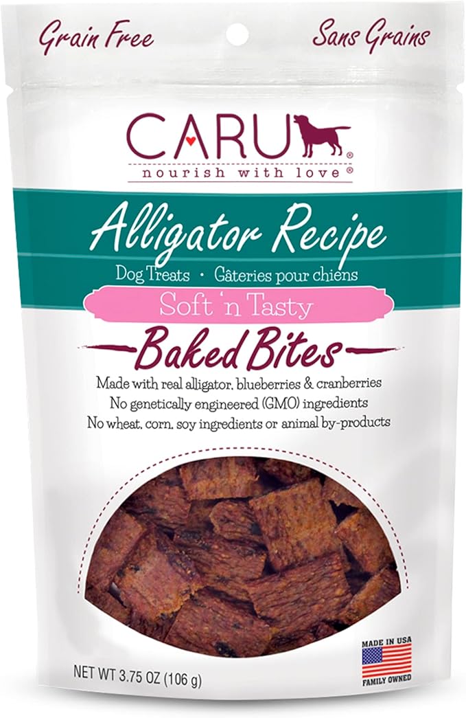 CARU - Soft 'n Tasty Baked Bites - Alligator Bites Dog Treats - Flavorful Training Treats - 3.75 oz
