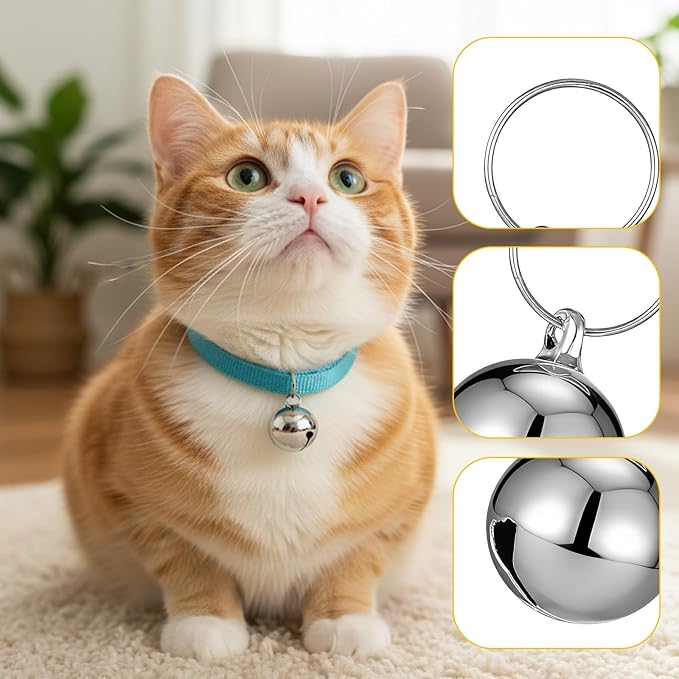 10 Pack Silver Dog Bell, Pet Bells Collar Bells for Small Dogs Cat Collar Charm Hanging Ring Decoration Pet Pendant Accessories Anti-Lost Training Bell DIY Crafts for Pets Daily Use (2 Sizes)