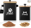 Dog Treat Container Set of 2, Dog Food Storage Containers with Airtight Lids, Metal dog treat jars for Kitchen Countertop, Pet Cookie Canister to Keep Treats Fresh, 9.4''×7.1''×9.6", Black