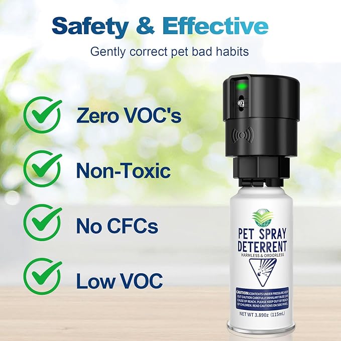 Cat Deterrent Spray Refill, Pet Spray Deterrent System, Motion Activated Cat System, Cat & Dog Odorless & Indoor, Up to 3 Feet Away, Pet Deterrent Spray Refill 4 Pack 15.56Oz