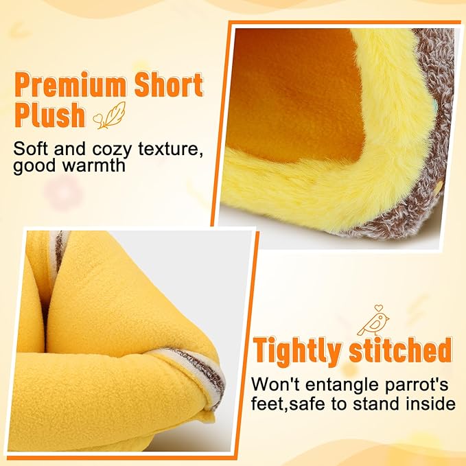 MEWTOGO Medium Winter Warm Bird Nest for Cage - Comfortable Birds Bed with Support Plate, Hanging Shed Hideaway Hammock Hut Gift for Cockatiel Monk Parrots Sun Conure