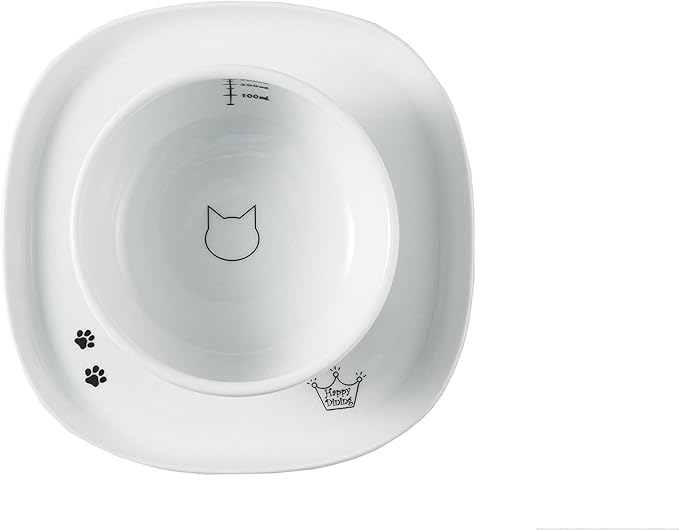Necoichi Raised Cat Bowl Dining Tray (White, Single)