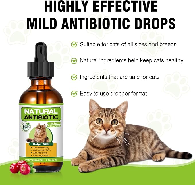 Natural Antibiotics for Cats,Cat Antibiotic,Cats Multivitamin,Immune Support,Supports Allergy Itch Relief,Cat Supplements,Allergy Support