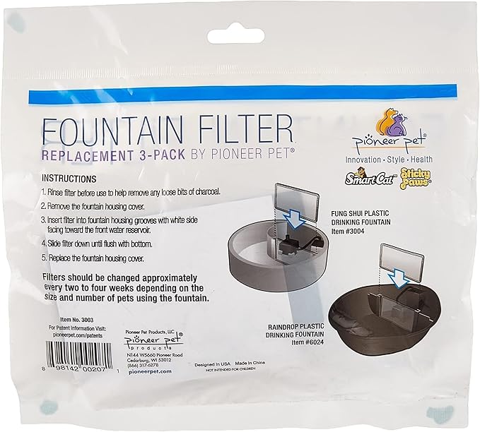 Pioneer Pet Replacement Filters for Plastic Fountains (Pack of 2)