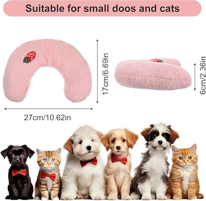 U-Shaped Pillow for Pets, Soft and Fluffy Pet Calming Pillow, Half Donut Cuddler with Cute Embroidery Pattern, can Support Pet's Neck, Machine Washable, Suitable for Cats, Dogs, and Other Pets