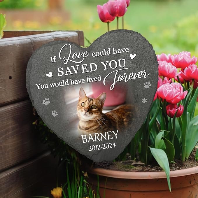 DOPTIKA Cat Memorial Gifts for Loss of Cat, Personalized Cat Memorial Stones with Photo, Pet Loss Gifts, Loss of Cat Sympathy Gift, Pet Memorial Stones, in Loving Memory Gifts for Cat Lovers