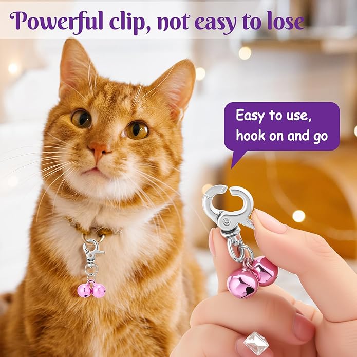 24 Pack Cat Dog Collar Bells, Pet Small Bells with Clasps Bell for Cat Collar Dog Collar Charms - Pet Pendant Accessories Colourful Christmas Gift