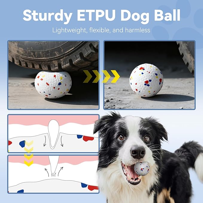 HETOO Automatic Ball Launcher for Dogs: Ball Launcher for Dogs - Automatic Tennis Ball Thrower for Dogs, with 6 Balls- Interactive Dog Toys - Small/Medium Sized Launcher- Yellow