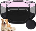 Dog Cat Playpen,Portable Pet Puppy Playpen,Rabbit Puppy Dog Play Pen for Indoors,Dogs Tent for Indoor Cats,Kitten Playpen,Collapsible Small Cats Crate Cage for Small Dogs with Carrying Case(Pink, M)