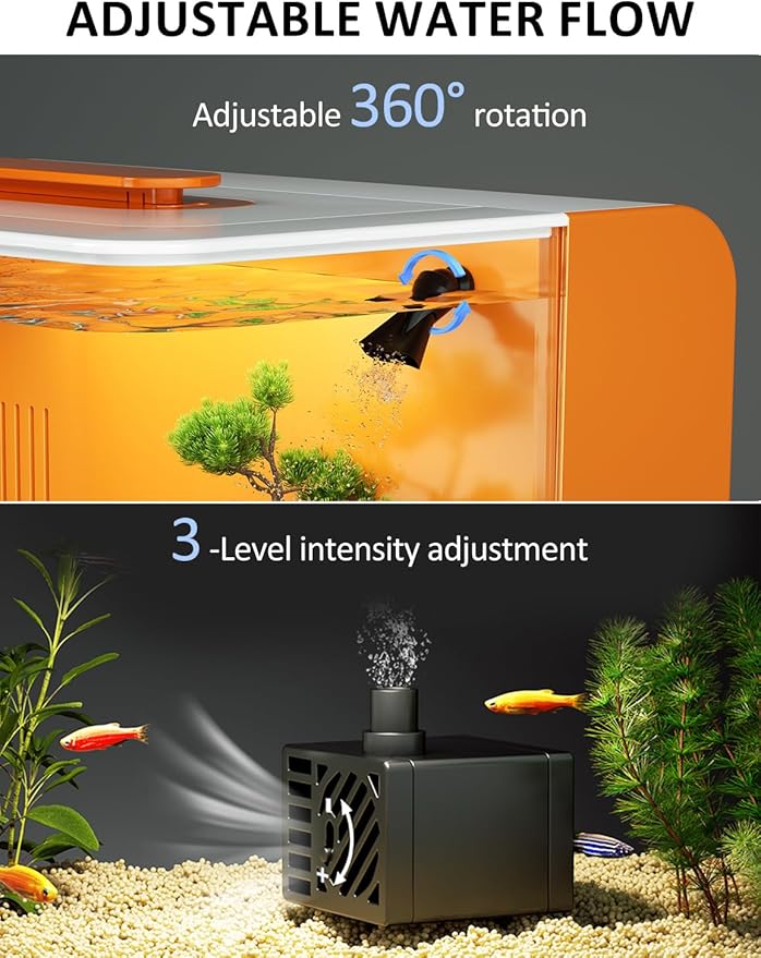 Betta Fish Tank Kit 2.5 Gallon Aquarium with Hidden Filtration, Light, Lid, Small Acrylic Tank for Beta, Shrimp, Guppy