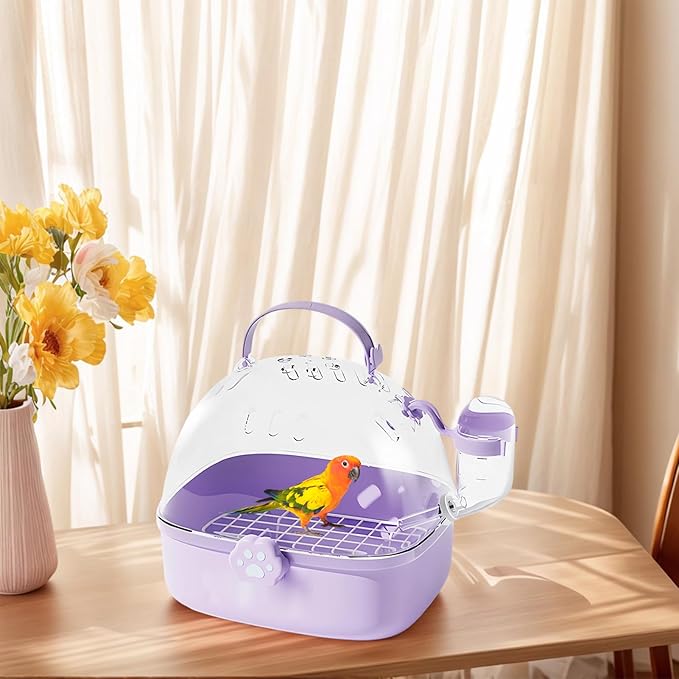 Bird Carrier Cage - PVC Travel Hamster Cage with Water Bottle,Breathable Pet Bird Carrying Accessory for Cockatiels Chinchillas Lovebirds Budgies Conures Parakeet Hedgehog Sparrow