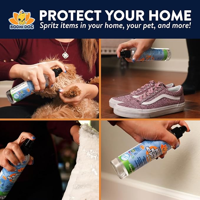 Bodhi Dog Bitter 2-in-1 No Chew & Hot Spot Spray - Natural Anti-Chew Remedy Better Than Bitter Apple - Soothes Hot Spots, Deters Chewing - Safe for Skin, Wounds & Furniture- Made in USA (4 Fl Oz)