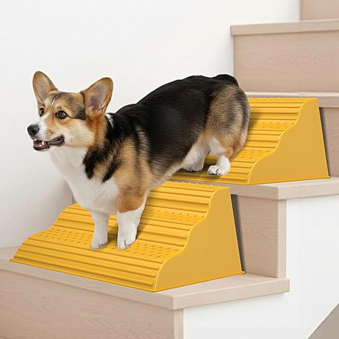 Moderate 3-Step Stair Ramp for Aged & Injured Pets, Lightweight Pet Ramp with Non-Slip Surface for Small Size Dogs Cats, Dog Wedge Ramp for Stairs/Staircases(120LBs Loading, 6PCS)