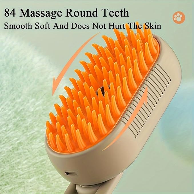 4 in 1 Cat Steam Brush for Shedding, Rechargeable Pet Grooming Brush with Steam Spray, Anti-Static Deshedding & Massage Brush for Indoor Cats and Dogs, Quiet Pet Hair Removal Tool (White)
