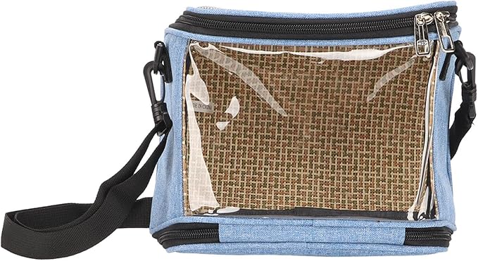 Bird Carrier Bag,Portable Travel pet Hamster Bag,Transparent Lightweight Breathable Parrot Travel Cage for Cockatiels Parakeets Small Bird Rat Guinea Pig Squirrel Carrier (Blue)