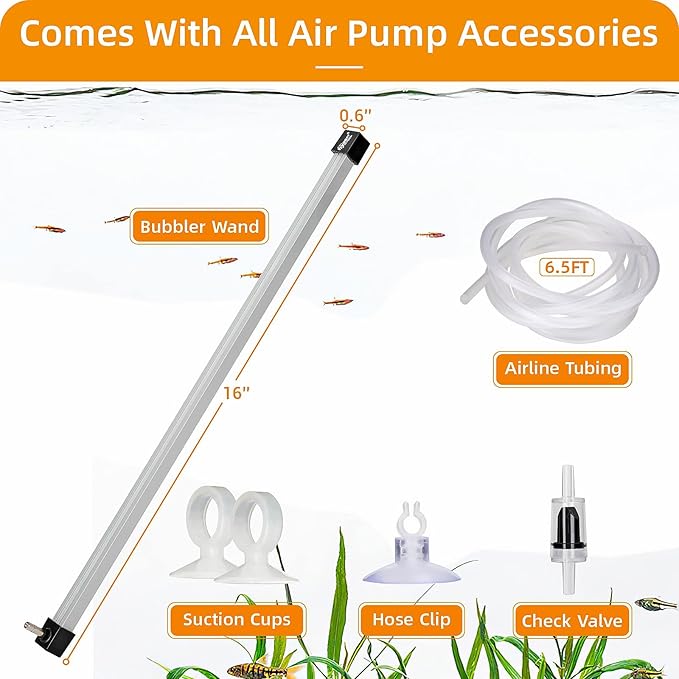 hygger Bubble Curtain Wall Aquarium Air Stone Kit, Fish Tank Air Bubbler Dissolved Oxygen Aerator Stone with Air Tubing Diffuser Fish Tank Decoration for Saltwater Freshwater 16-in