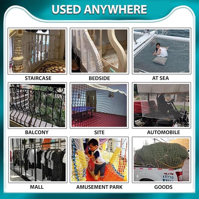 Safety Rope Net for Kids,Knotless Fence Net for Balcony Stairway Guard,Outdoor Terrace Decoration Pet Anti-Fall Rope Netting,Baseball Sports Netting(Size:0.5M*5M(1.64FT*16.4FT),Color:White)