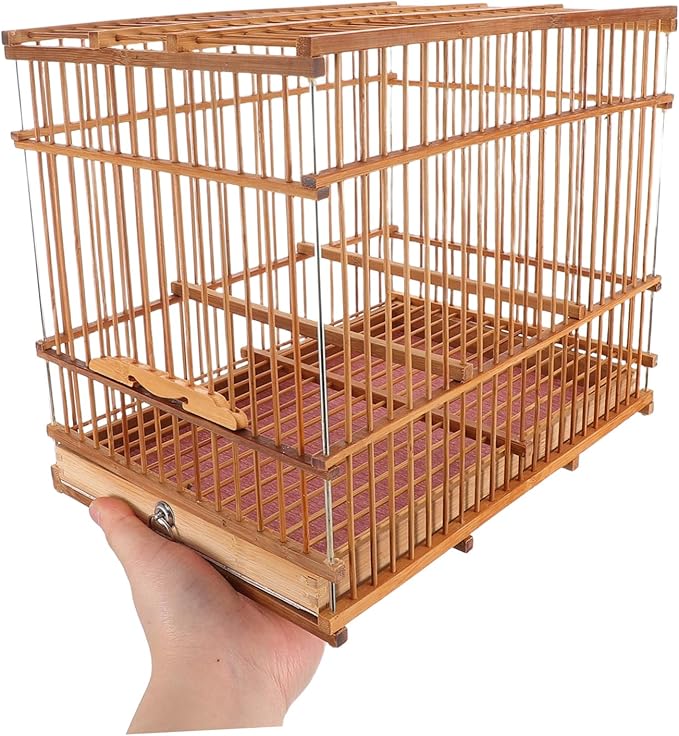 POPETPOP Lightweight Bird Carrier Portable Woven Cage for Small Birds Travel Accessory Sustainable Design for Budgies Parakeets and Finches