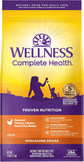 Wellness Complete Health Adult Dry Cat Food for Indoor and Outdoor Cats, Wholesome Grains, Natural, Chicken & Chicken Meal (5 Pound Bag)