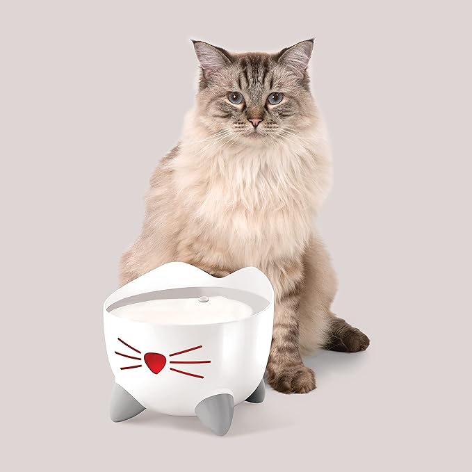 Catit PIXI Drinking Fountain – Cat Water Fountain with Triple Filter and Ergonomic Drinking Options, Stainless Steel